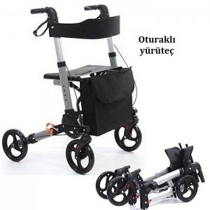 Wollex WG-R966 Oturaklı Katlanabilir Yürüteç Rollator