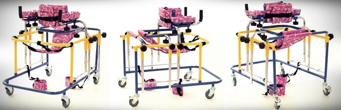 kol ve kalça destekli engelli çocuk yürüteci